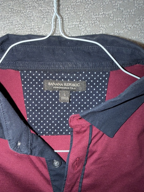 Banana Republic Performance Polo - Burgundy with Navy Collar - Picture 2 of 5